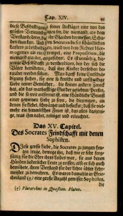 Das XV. Capitel. Des Socrates Feindschafft mit denen Sophisten