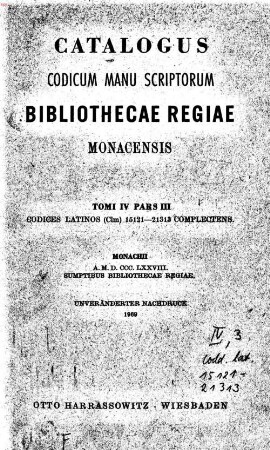 Catalogus codicum latinorum Bibliothecae Regiae Monacensis. 2,3, Codices num. 15121 - 21313 complectens