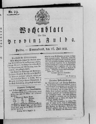 Nr. 29, Ausgabe vom 16. Juli 1831