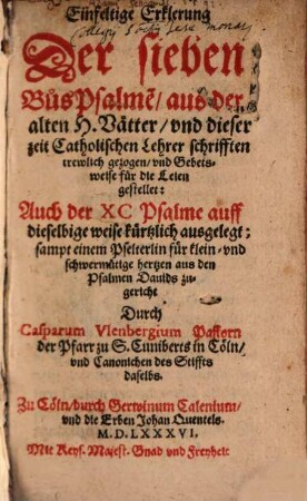 Einfältige Erklärung der 7 Buß-Psalmen