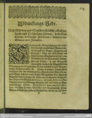 Abdankung : Abdanckungs-Rede