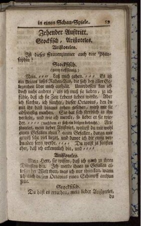Zehender Auftritt. Stockfisch, Aristoteles.