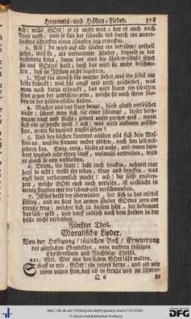 Fünffter Theil. Moralische Lieder.
