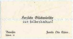 Glückwunschkarte zur Silberhochzeit