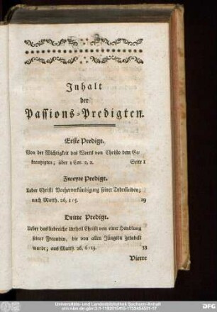 Inhalt der Passions-Predigten.