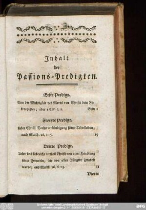 Inhalt der Passions-Predigten.