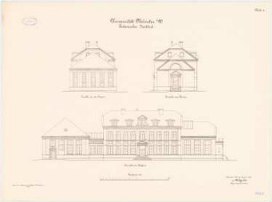 Universität Münster Botanisches Institut: Aufriss Nordansicht, Ostansicht, Westansicht 1:100