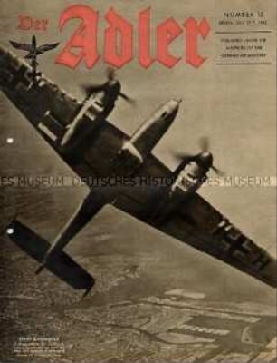 Englischsprachige Ausgabe der Fachzeitschrift der Luftwaffe "Der Adler" u.a. zum Luftkrieg über Leningrad (Titelbild) und weiteren Beiträgen aus verschiedenen Ausgaben