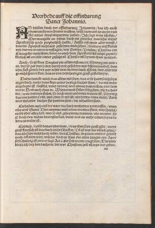 Vorrhede auff die offinbarung Sanct Johannis.