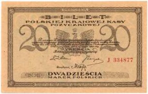 Geldschein, 20 Polnische Mark, 17.5.1919
