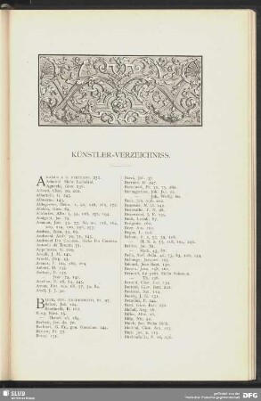 Künstler-Verzeichniss