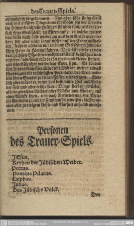 Personen des Trauer-Spiels