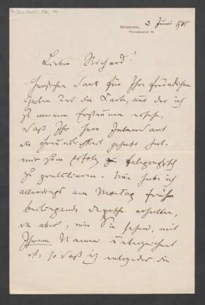 Brief an August Richard : 03.06.1905