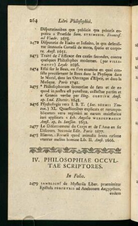 IV. Philosophiae Occultae Scriptores.