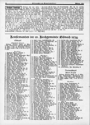Konfirmanden der ev. Kirchgemeinde Eisenach 1934