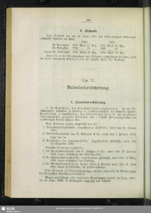 Cap. XI. Arbeiterversicherung
