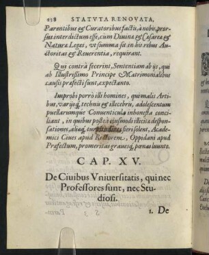 XV. De Civibus Universitatis, qui nec Professores sunt, nec Studiosi.