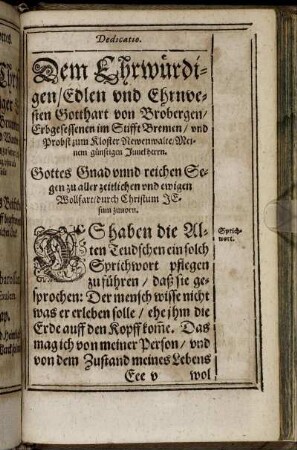 Dem Ehrwürdigen, ... Gotthart von Brobergen, ...