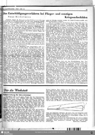 Das Entschädigungsverfahren bei Flieger- und sonstigen Kriegssachschäden