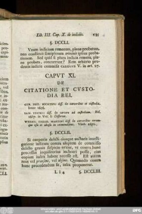 Caput XI. De Citatione Et Custodia Rei.