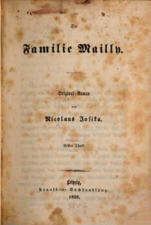 Die Familie Mailly : Original-Roman, 1