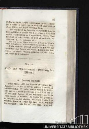 Nro. 25. Kalk- und Gypsbrennerei (Bereitung der Mörtel.)