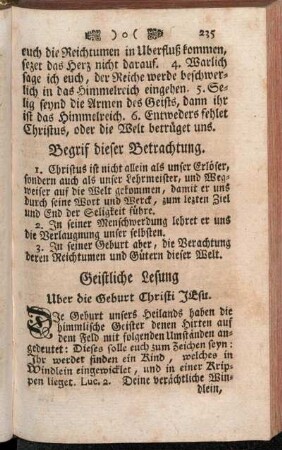 Geistliche Lesung Uber die Geburt Christi Jesu.
