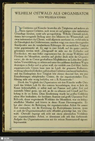Wilhelm Ostwald Als Organisator