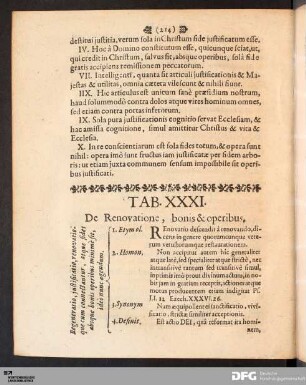 Tab. XXXI. De Renovatione, bonis & operibus.