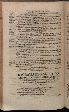 Dei Gratia Johannes Georgius Dux Saxoniæ, Lantgravius Turingiæ, Marchio Misniæ, & Magdalena Sibylla Marchionissa Brandeburgensis, Ducissa Prussiæ, Conjuges.