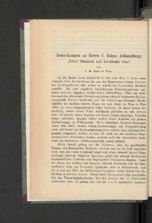 Bemerkungen zu Herrn C. Bohns Abhandlung: "Ueber Flammen und leuchtende Gase".