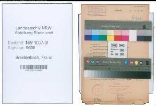 Entnazifizierung Franz Breidenbach , geb. 31.08.1906 ()