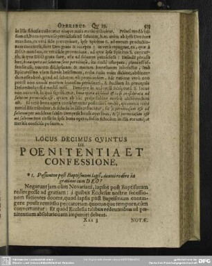 Locus Decimus Quintus De Poenitentia Et Confessione