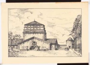Hauptfriedhof, Dortmund: Perspektivische Ansicht Kapelle