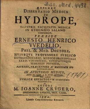 Dissertatio Medica De Hydrope
