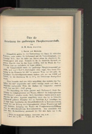 Über die Zersetzung des gasförmigen Phosphorwasserstoffs.