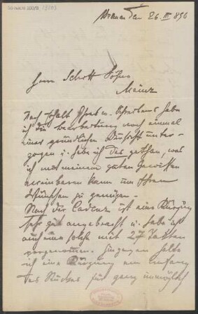 Brief an B. Schott's Söhne : 26.03.1896