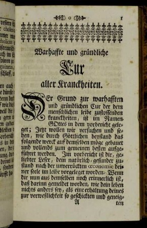 Warhaffte und gründliche Cur aller Kranckheiten.