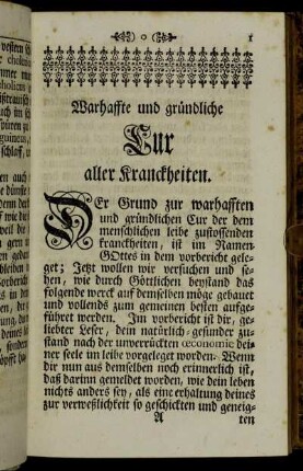 Warhaffte und gründliche Cur aller Kranckheiten.