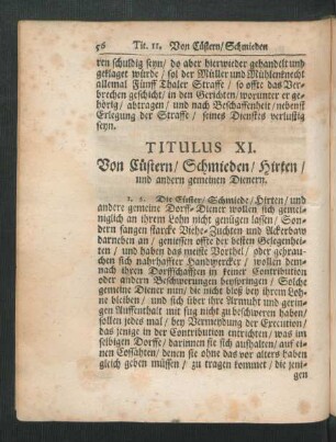Titulus XI. Von Cüstern/ Schmieden/ Hirten/ und andern gemeinen Dienern.
