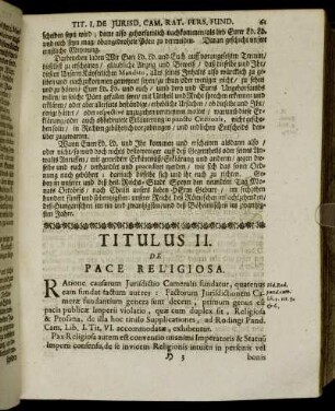 Titulus II. De Pace Religiosa.