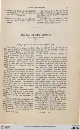 Aus den sächsischen Archiven, [1]: Wenzel Jamnitzer und der kursächsische Hof