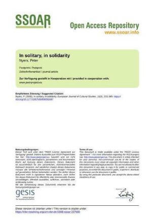 In solitary, in solidarity