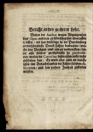 Bericht an den geehrten Leser.