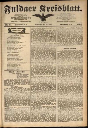 Zweite Ausgabe vom Samstag, den 11. April 1903.