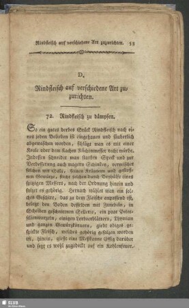 D. Rindfleisch auf verschiedene Art zuzurichten