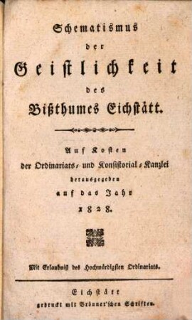 Schematismus der Diözese Eichstätt. 1828, 1828