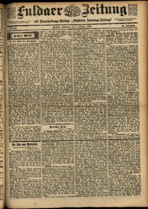 Erste Ausgabe vom Samstag, den 07. Oktober 1899.