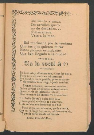 Sin la vocal A : Soneto