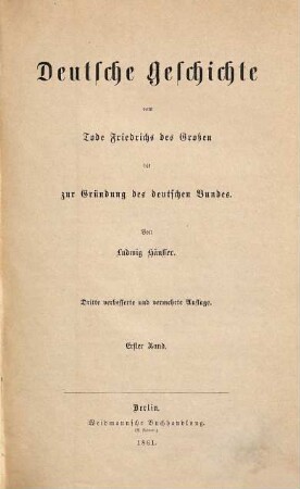 Deutsche Geschichte vom Tode Friedrichs des Großen bis zur Gründung des deutschen Bundes, 1